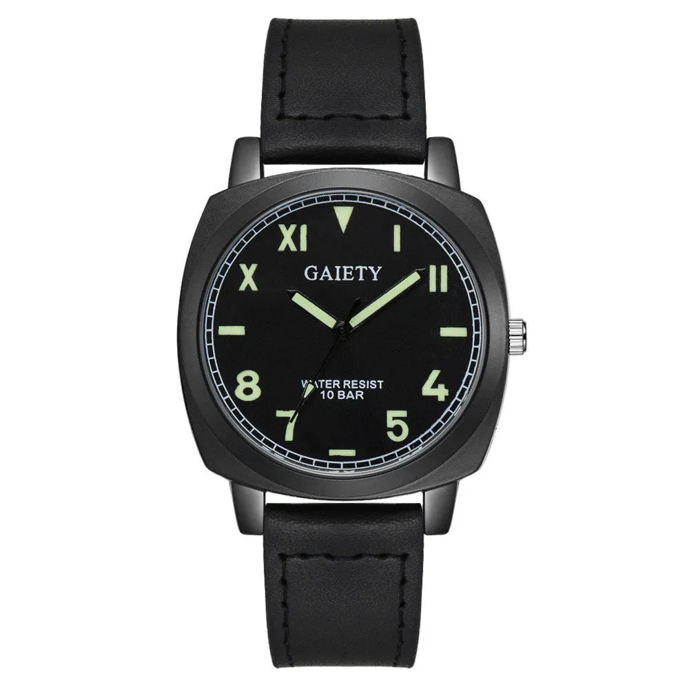 GAIETY Men  Faux Leather  Analog Quartz Round Wrist Watch