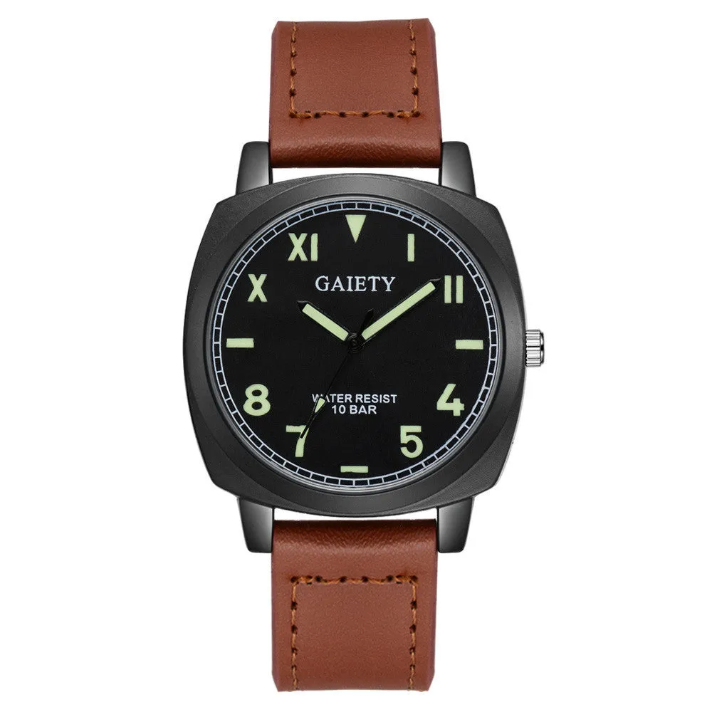 GAIETY Men  Faux Leather  Analog Quartz Round Wrist Watch