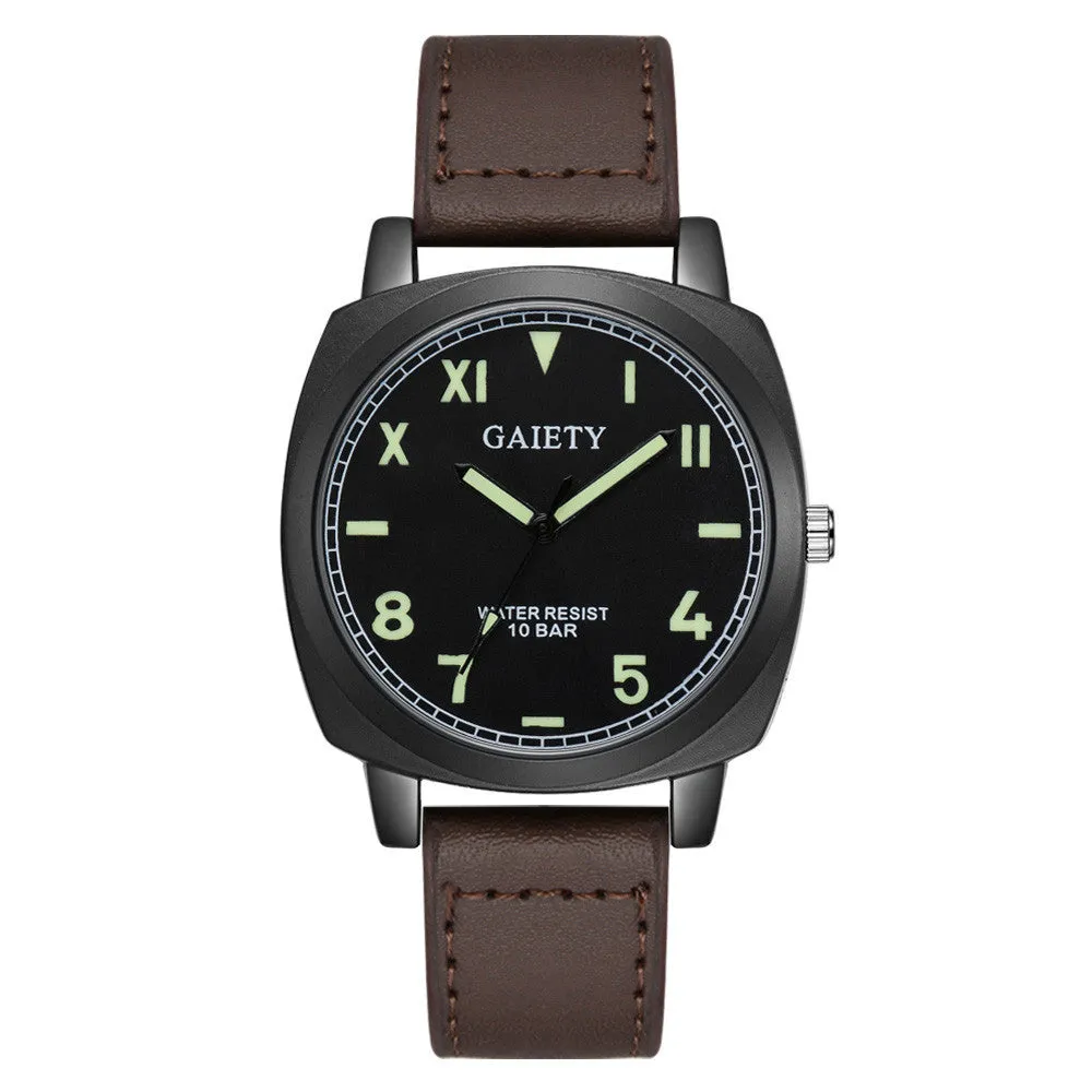 GAIETY Men  Faux Leather  Analog Quartz Round Wrist Watch