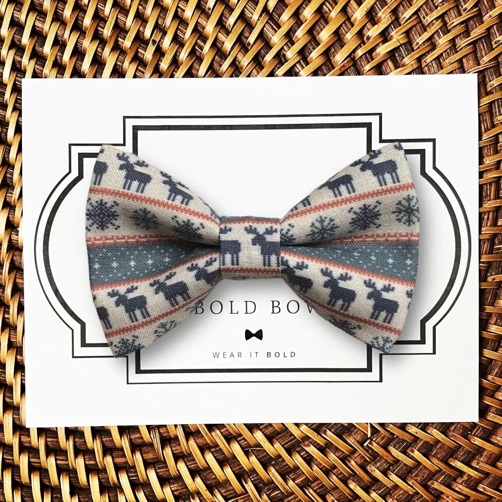 Gray Christmas Sweater Bow Tie for Dog and Cat Collar