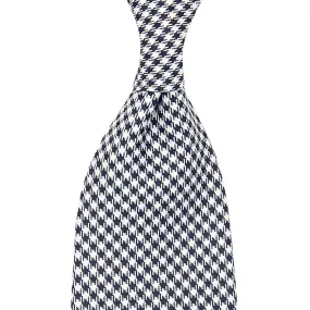 Houndstooth Silk Tie - Black / White - Hand-Rolled