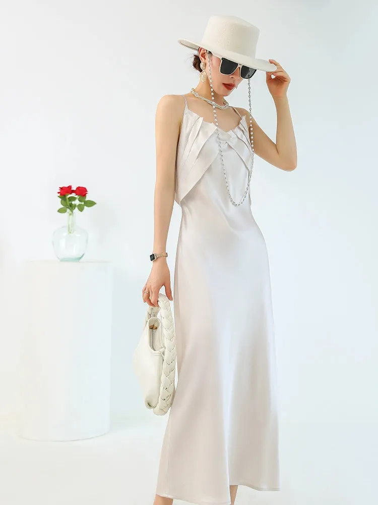 Huanzi satin French high-end slip long dress - Chine