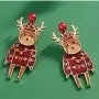 Jewelry - Enamel Rudolf In Christmas Light Sweater Dangle Earrings, Red