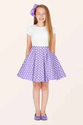 Kids Polka Dot Swing Skirt - Purple