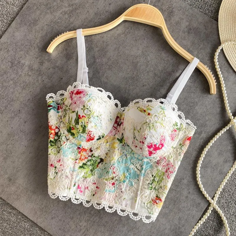 Lace Floral Push-Up Corset Top