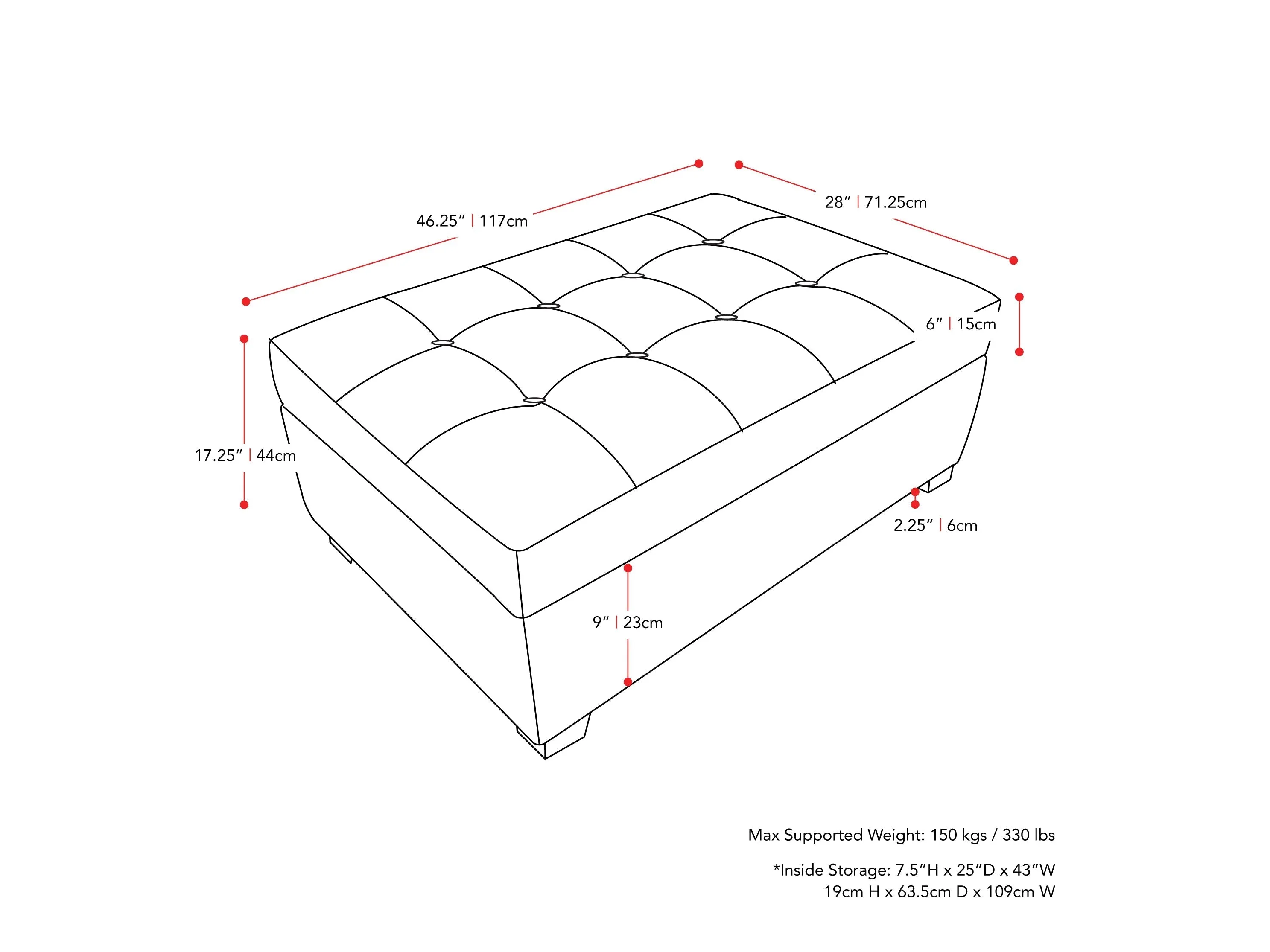 Light Blue Tufted Storage Bench