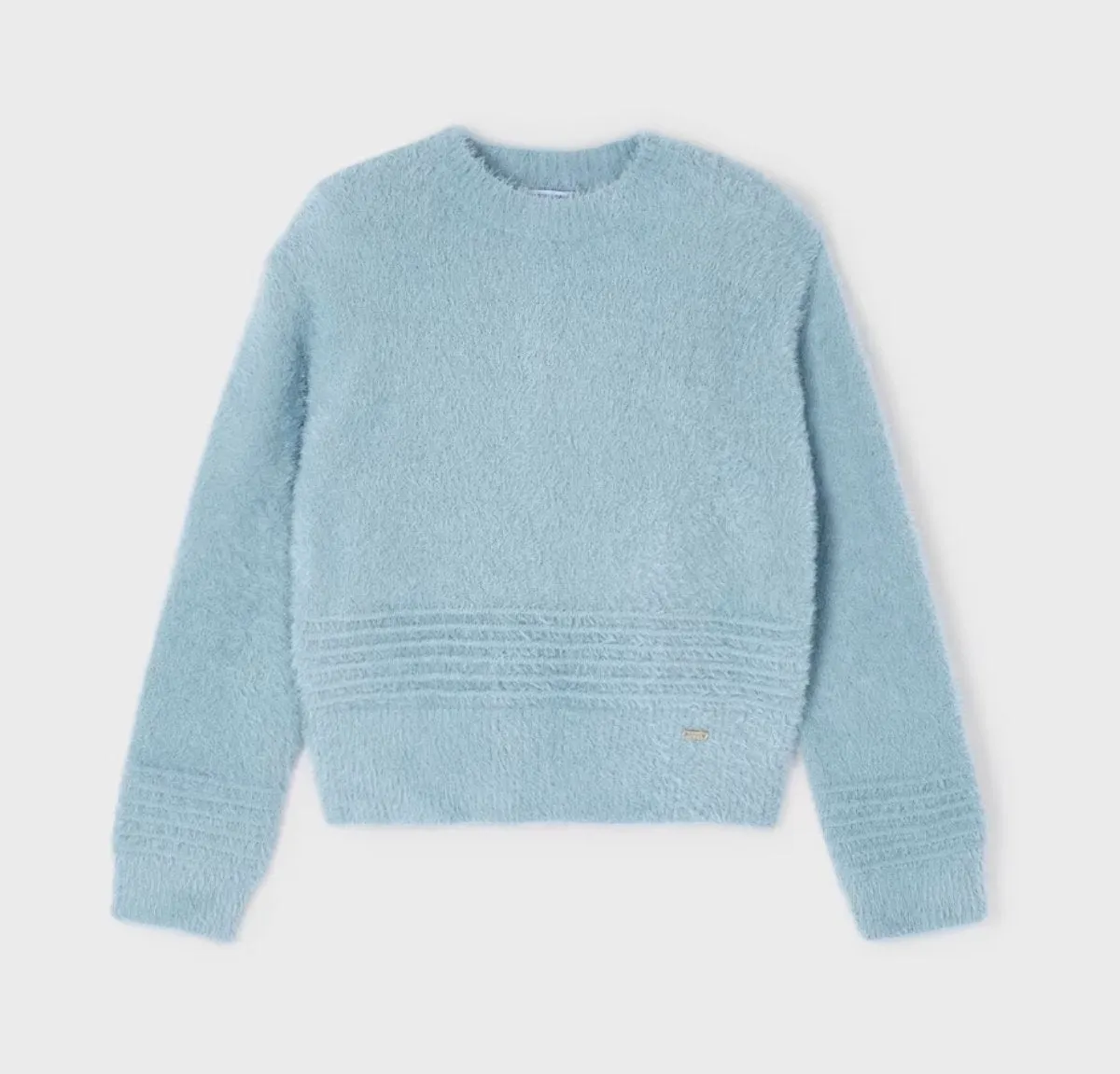 Mayoral Girls Blue Faux Fur Knit Sweater