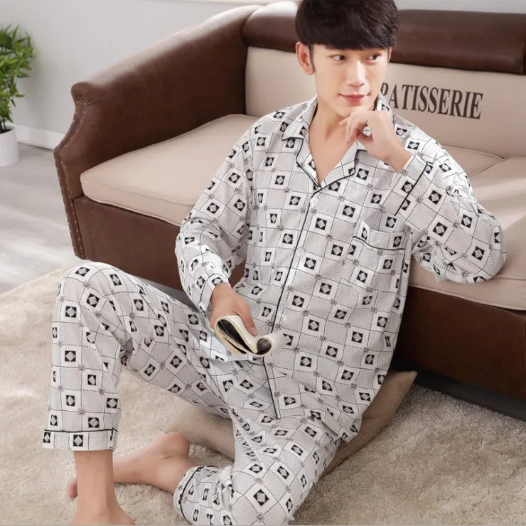 Men's Emerald Pajama cotton home service suit Cotton Sleepwear Vintage Loungewear Linen Sleepwear, lioness-love