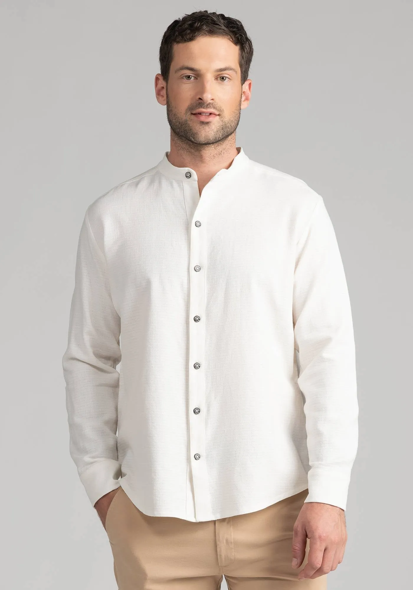 Mens Grandad Shirt - Sea Salt