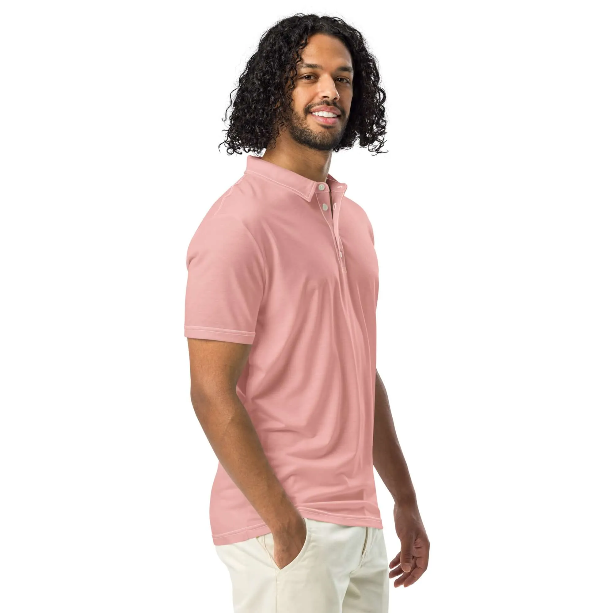 Men’s Slim Fit Polo in Peach, lioness-love