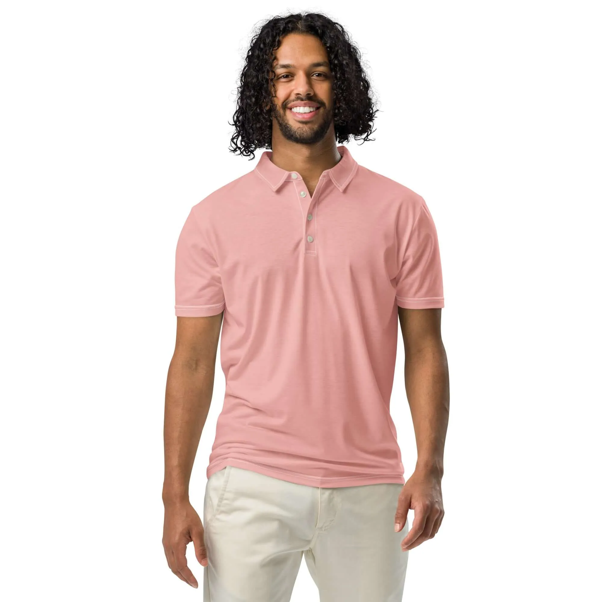 Men’s Slim Fit Polo in Peach, lioness-love