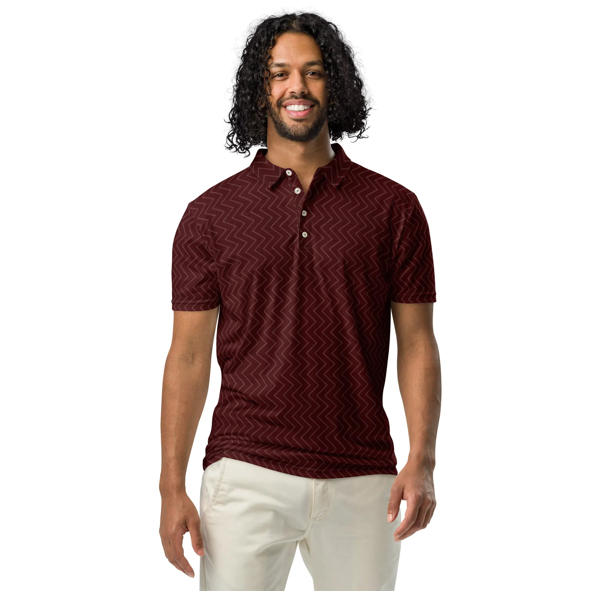 Men’s Slim Fit Polo Shirt Burgundy design, lioness-love