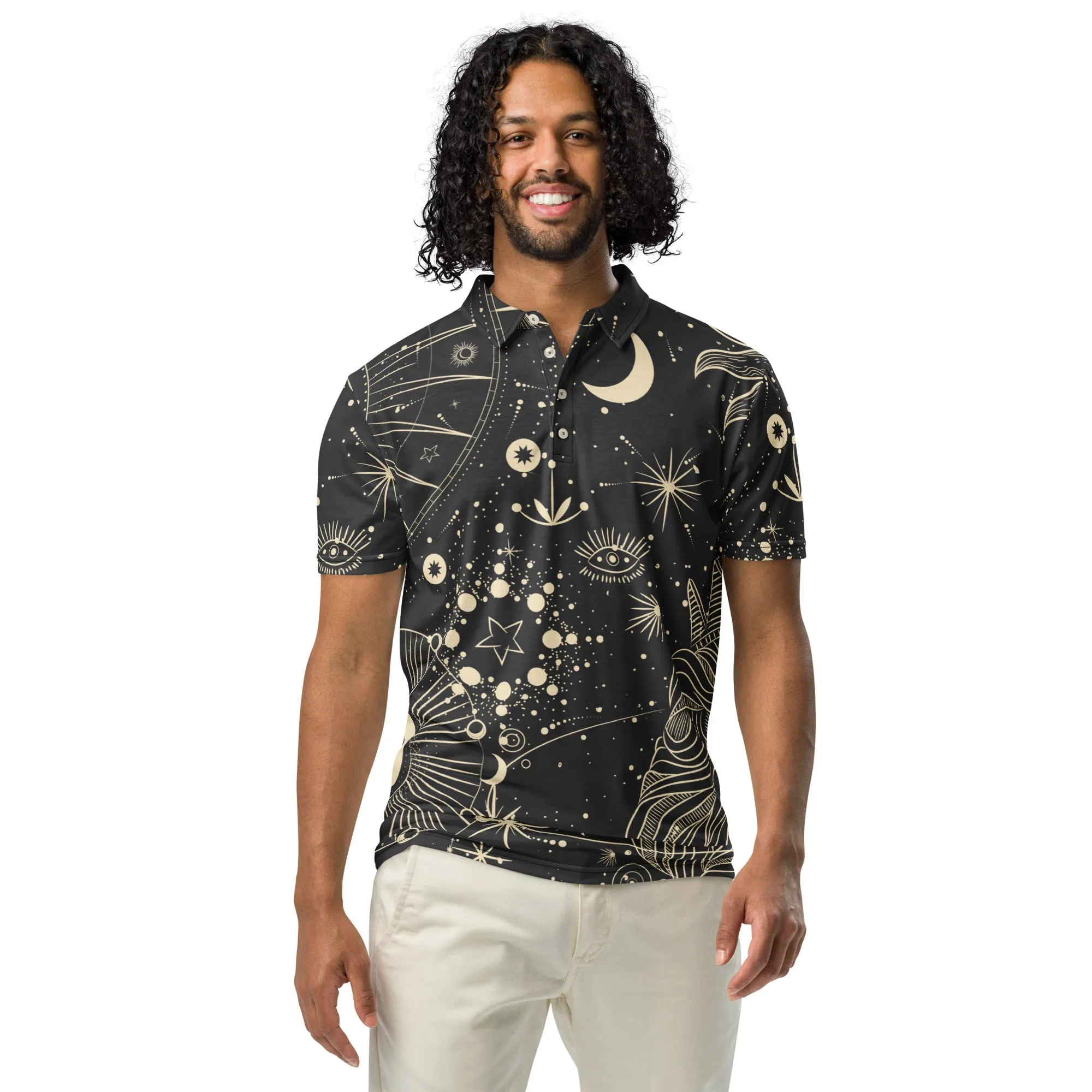 Men’s Slim Fit Polo Shirt Celestial Seeker, lioness-love