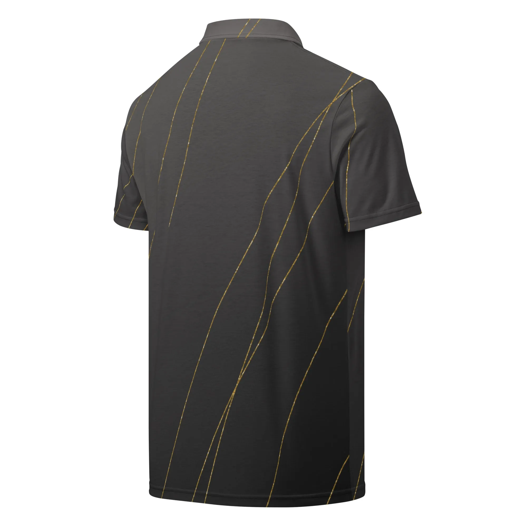 Men’s Slim Fit Polo Shirt, Designer Off Black Gold Crackle, lioness-love