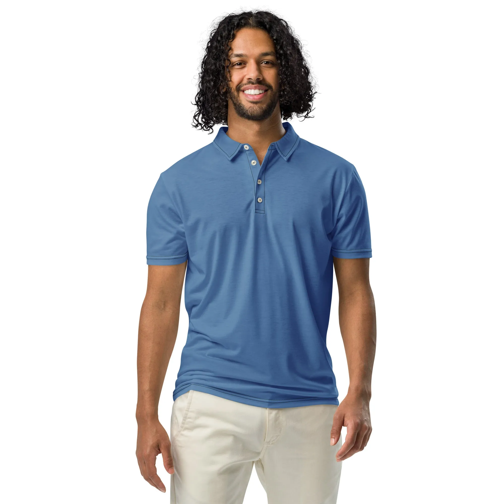 Men’s Slim Fit Polo Shirt Elegant Blue, lioness-love