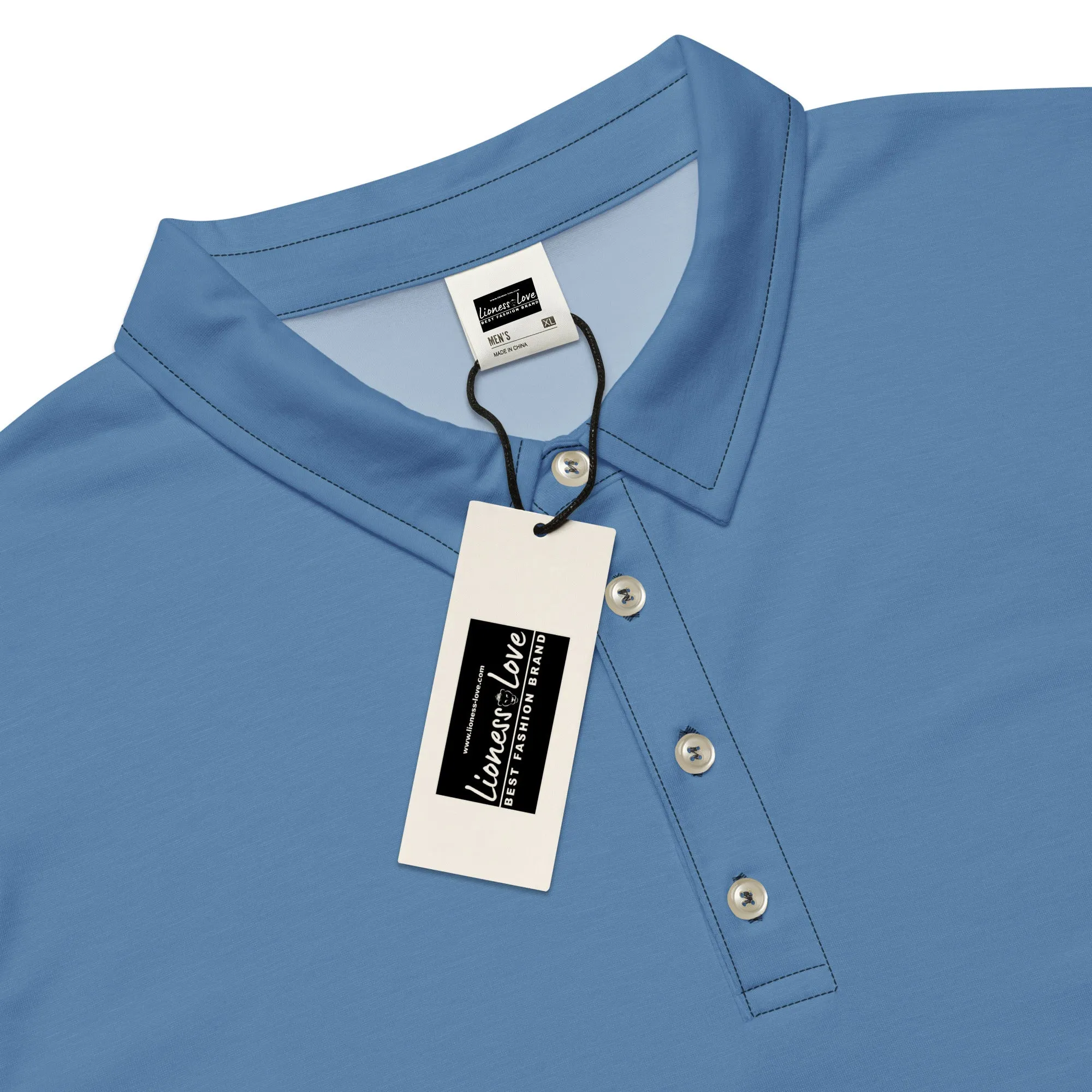 Men’s Slim Fit Polo Shirt Elegant Blue, lioness-love