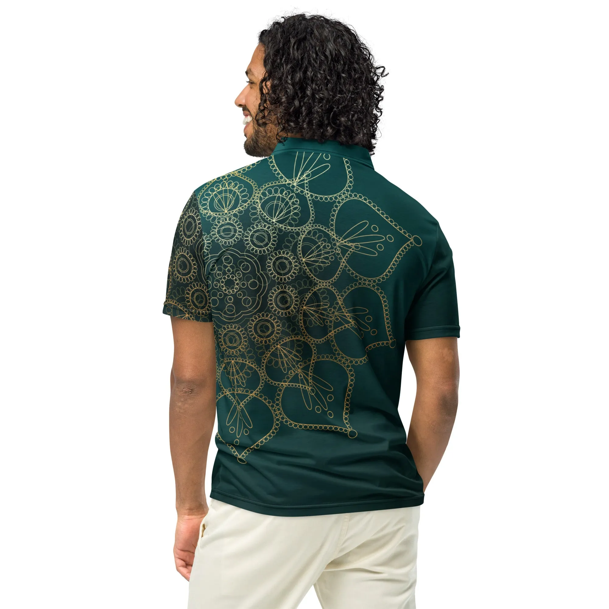 Men’s Slim Fit Polo Shirt Elegant Mandala, lioness-love