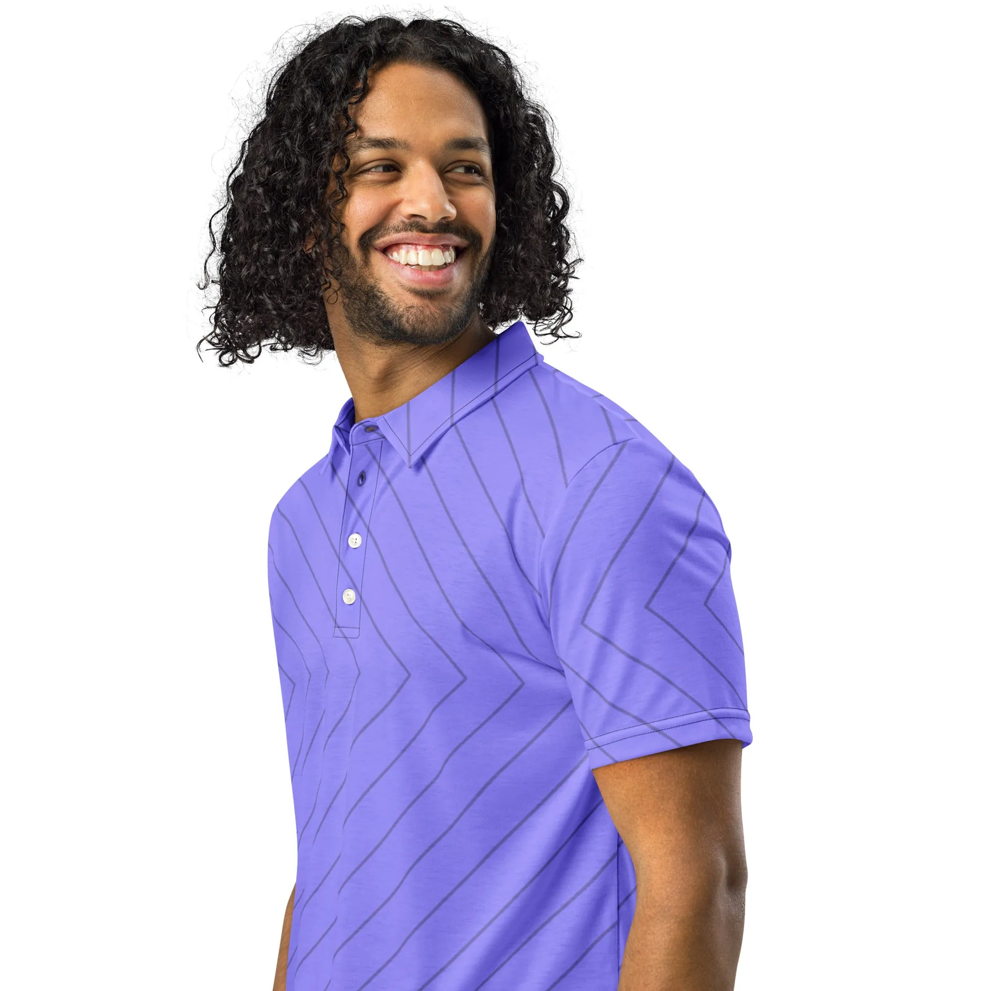 Men’s Slim Fit Polo Shirt Purple Design, lioness-love