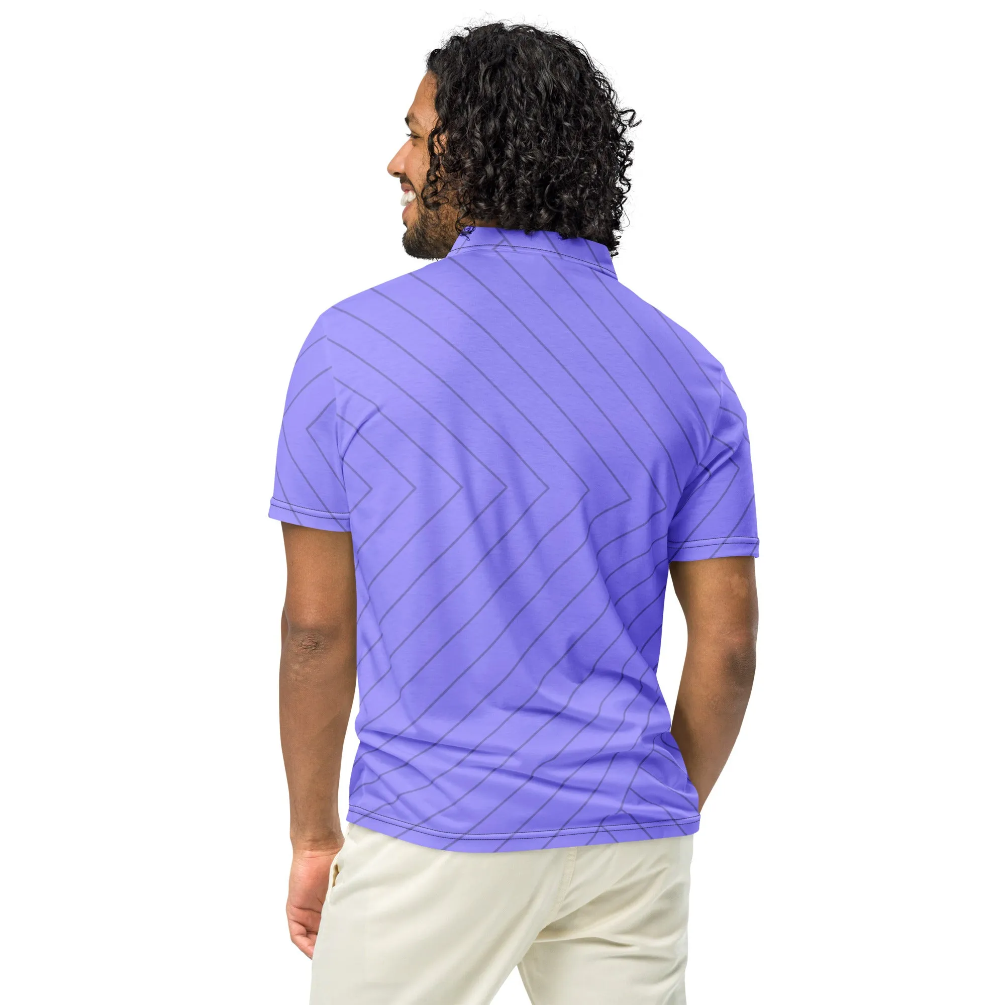 Men’s Slim Fit Polo Shirt Purple Design, lioness-love