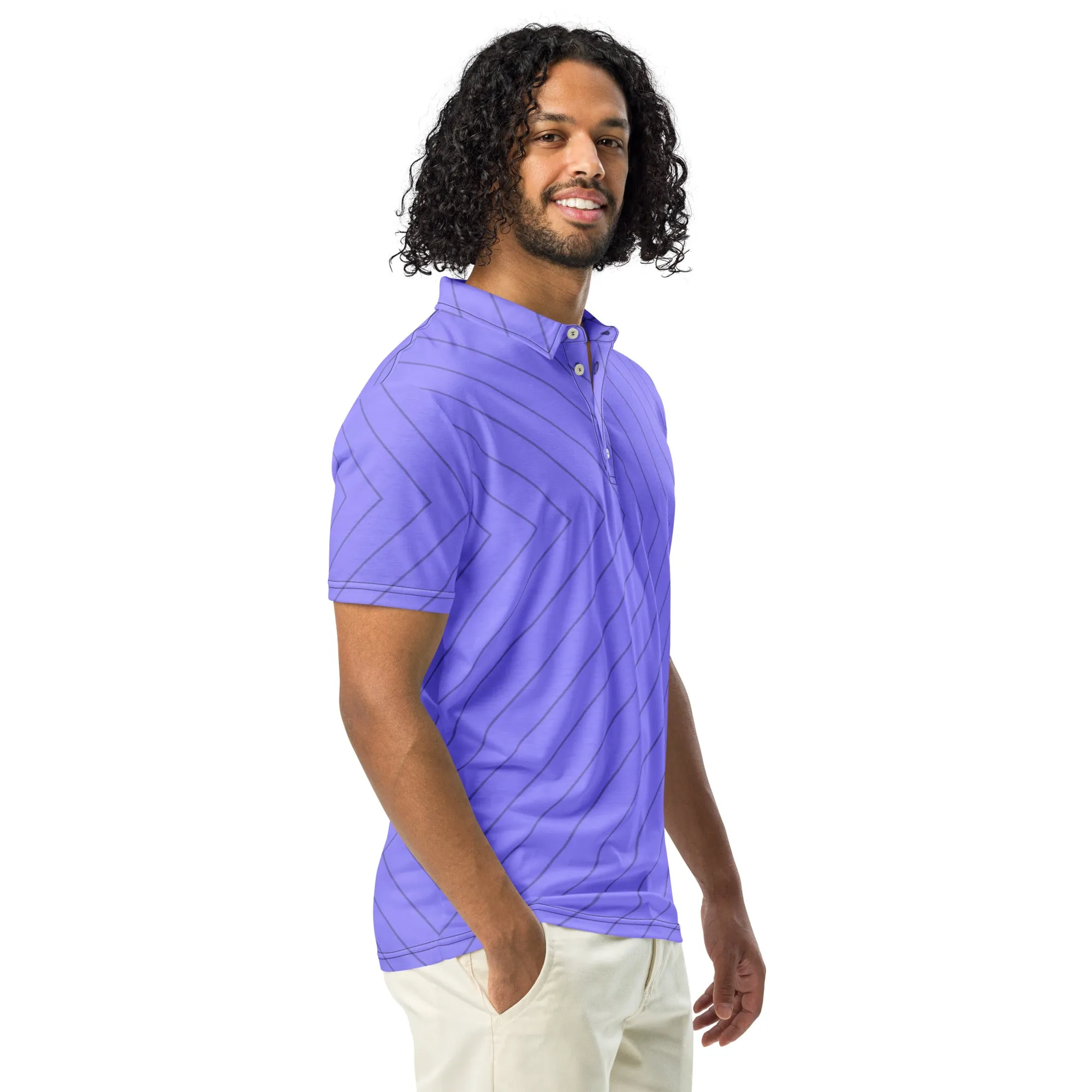 Men’s Slim Fit Polo Shirt Purple Design, lioness-love