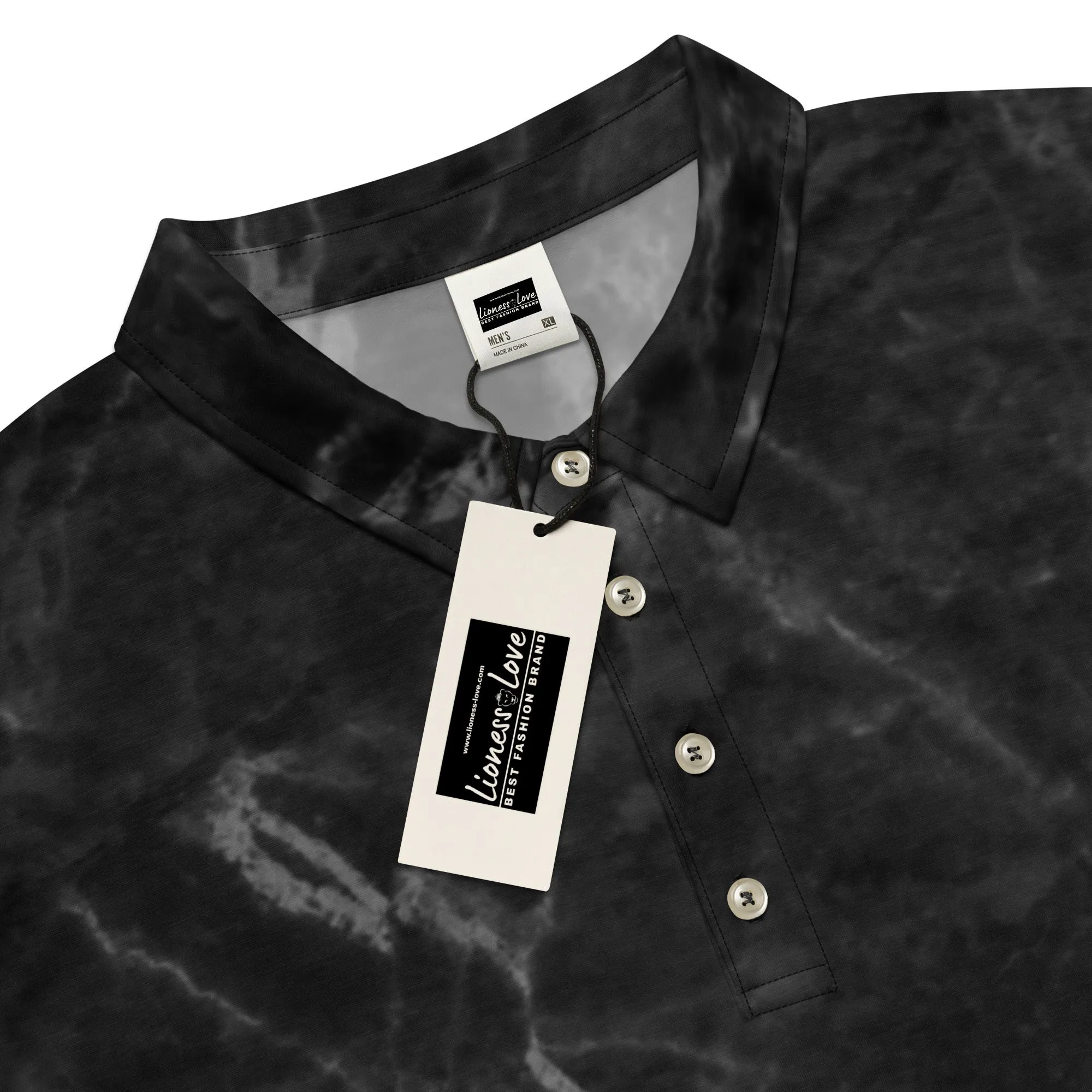 Men’s Slim Fit Polo Shirt Sexy Black, lioness-love