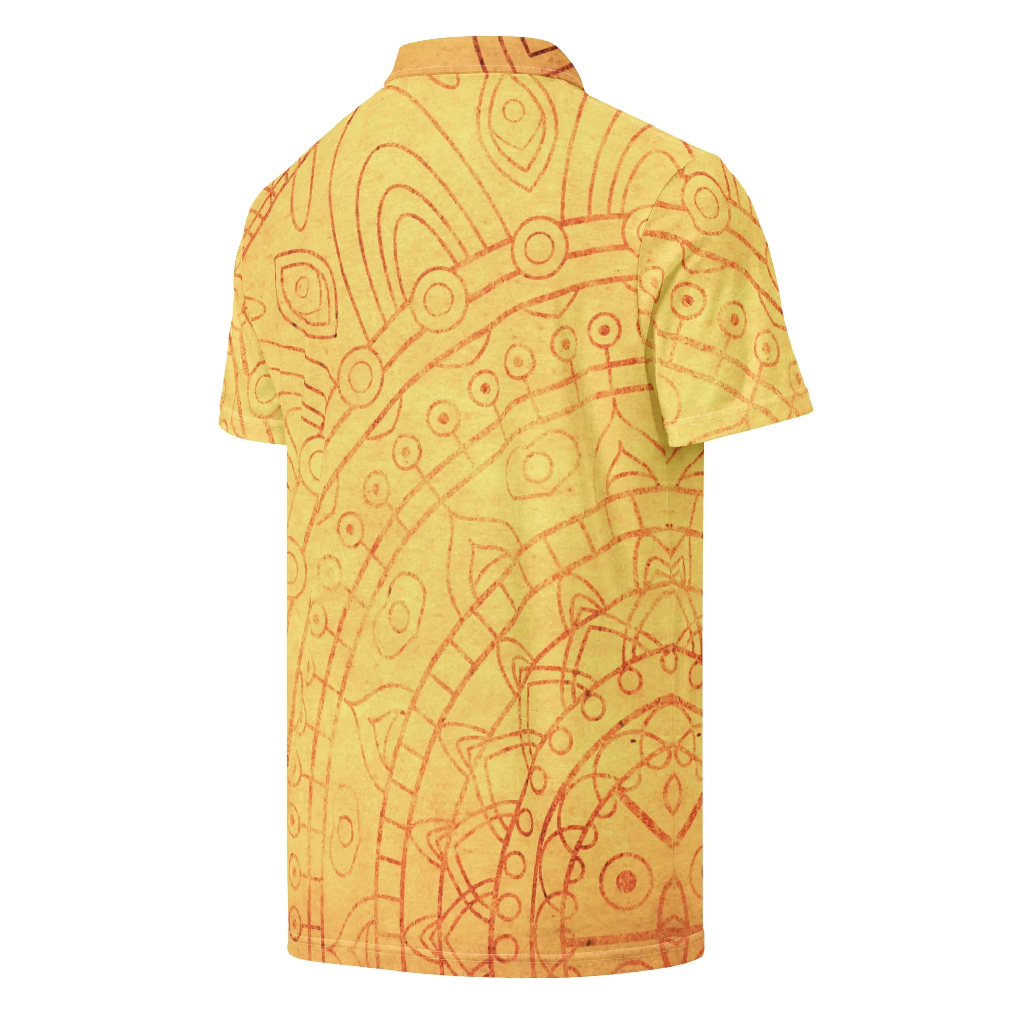 Men’s Slim Fit Polo Shirt Yellow Mandala, lioness-love