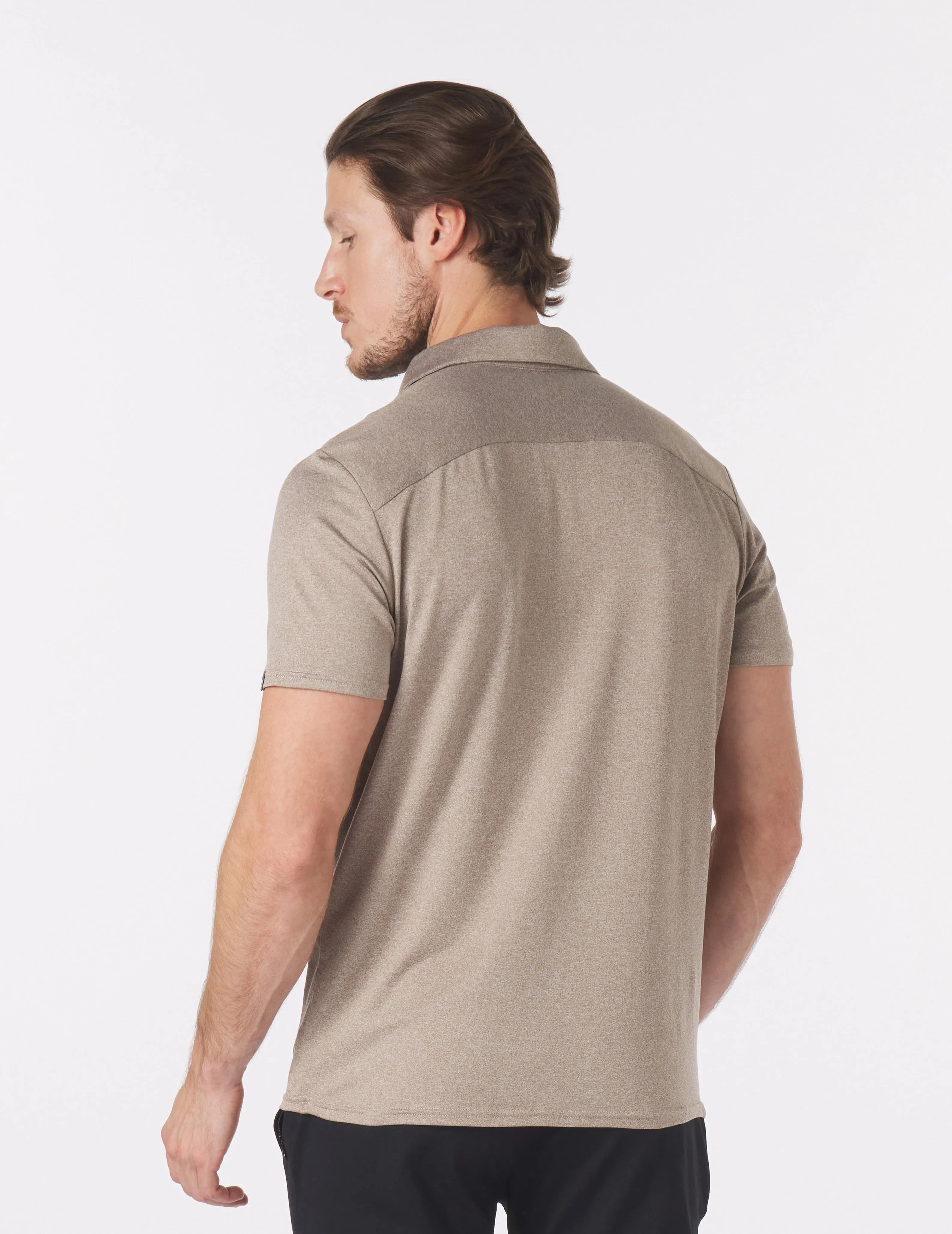 Pin Seeker Polo: Mocha Heather