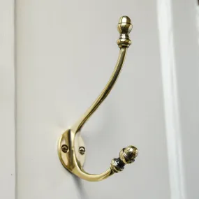 Polished Antique Brass Double Coat Hook