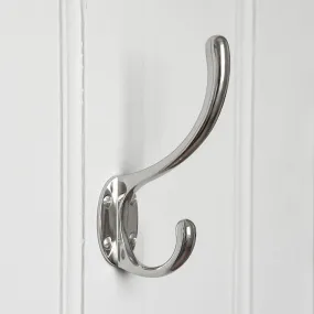 Polished Nickel Double Hat & Coat Hook - Large