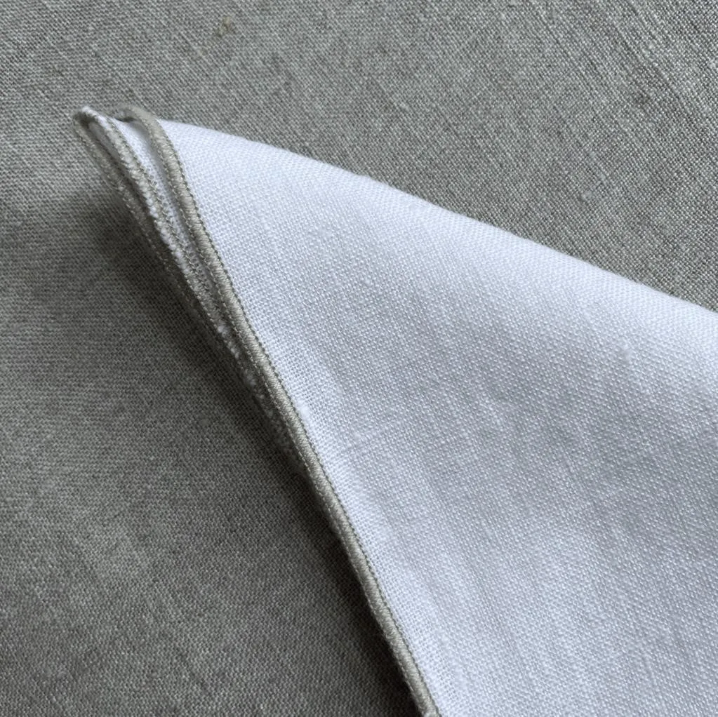 Pure Linen Napkin with Natural Overlocked Edge - Various Colours