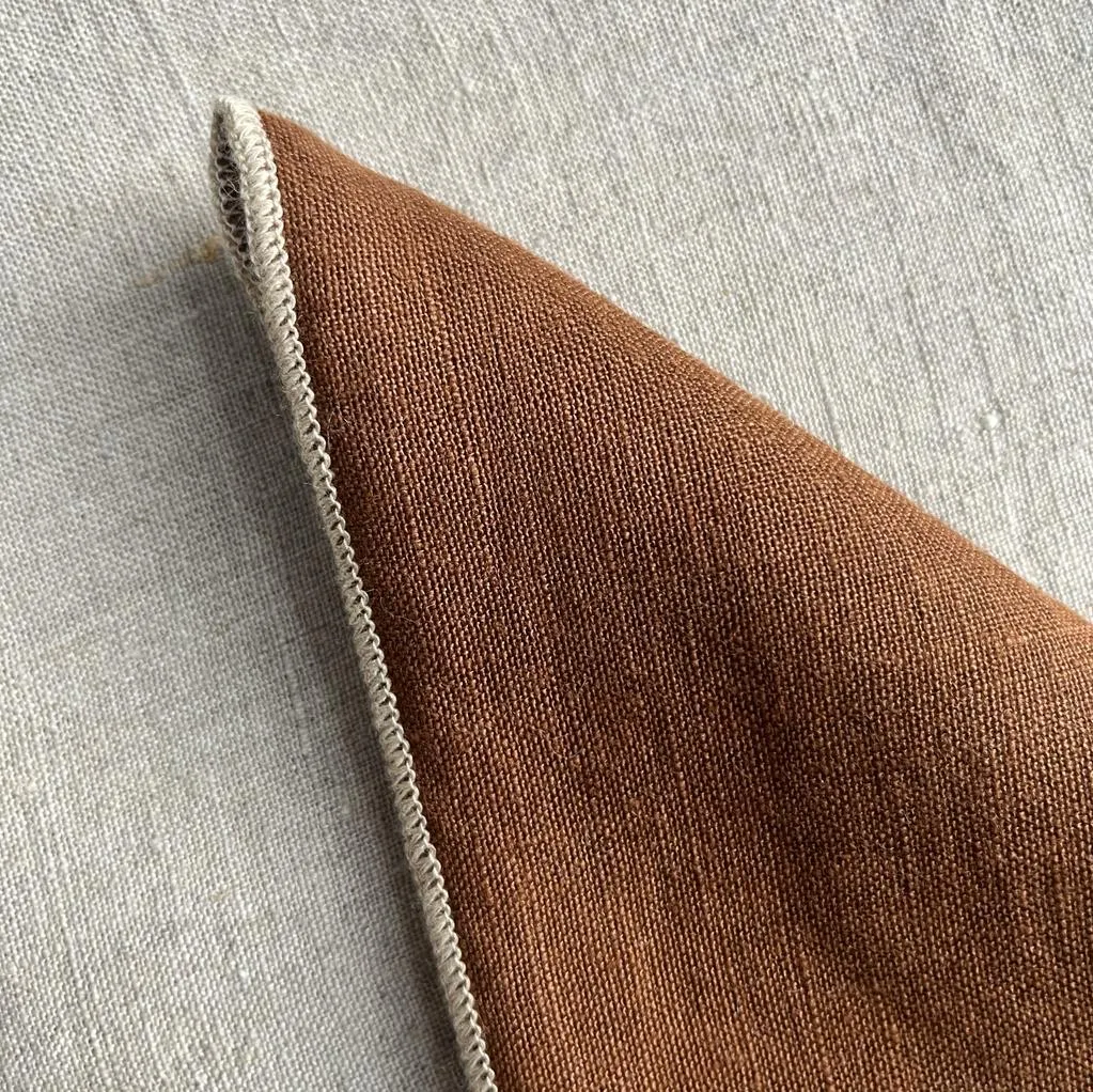 Pure Linen Napkin with Natural Overlocked Edge - Various Colours