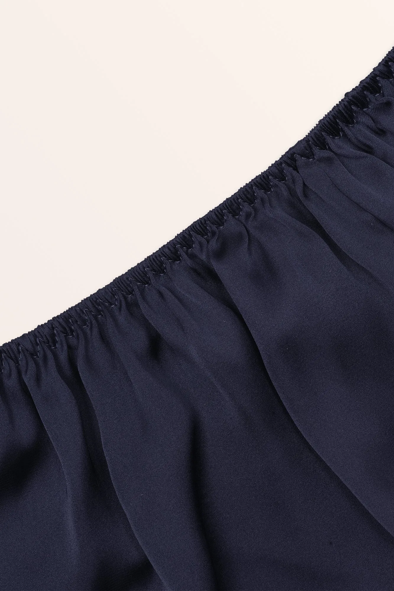 Satin Low Rise French Knickers - Midnight Blue / White Trim