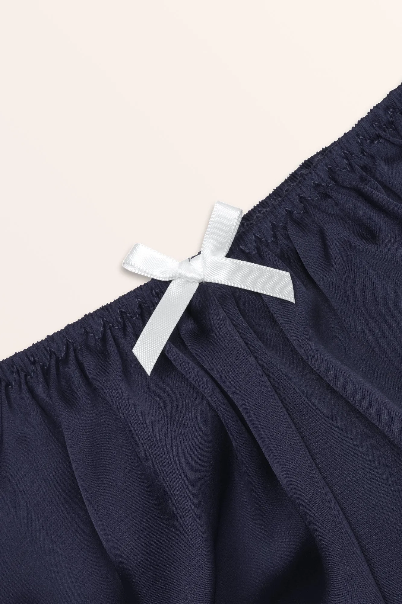 Satin Low Rise French Knickers - Midnight Blue / White Trim