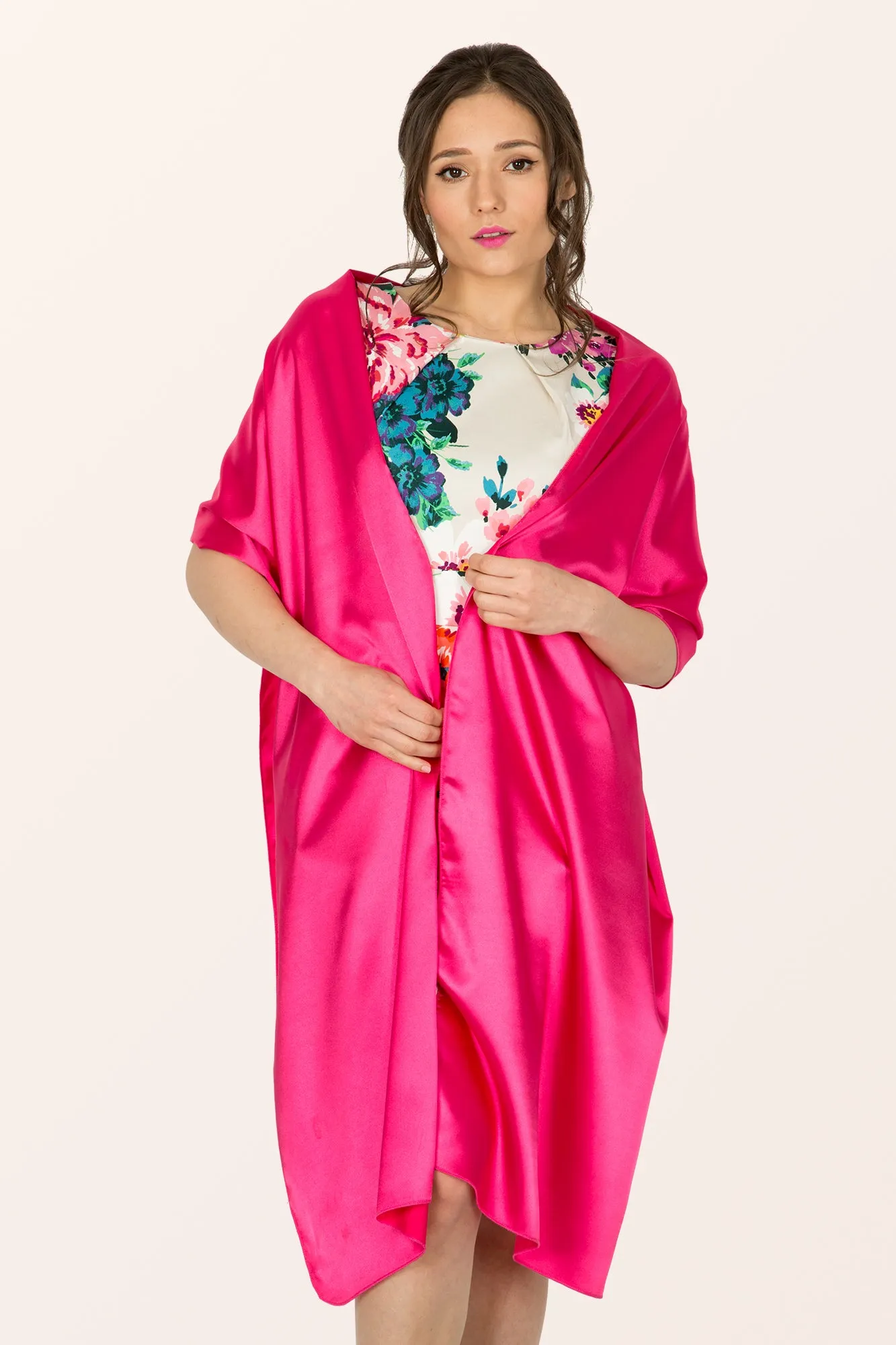 Satin Shawl - Hot Pink