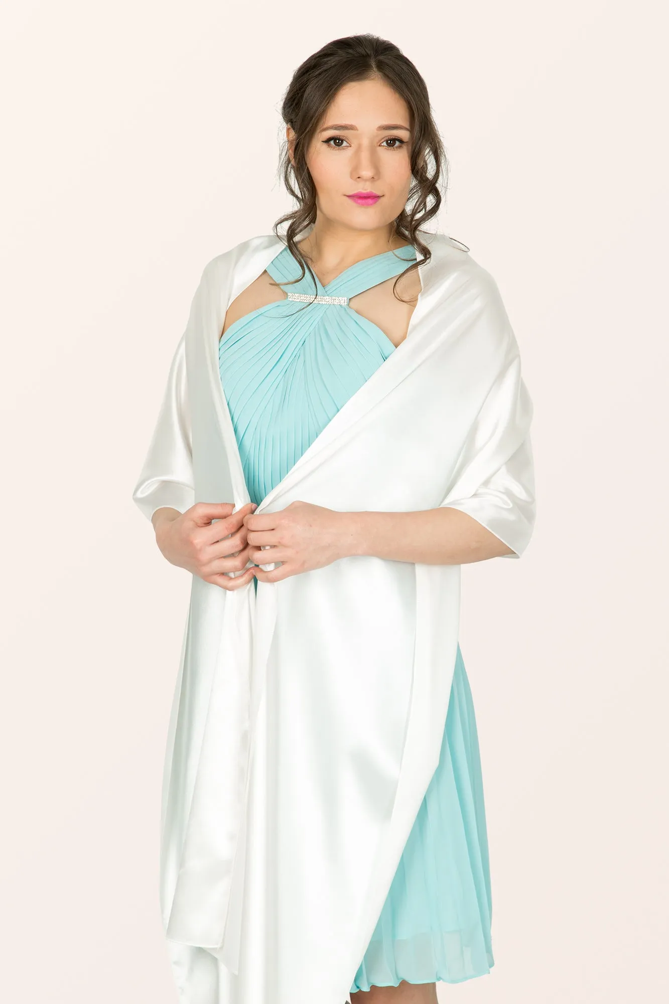 Satin Shawl - Ivory