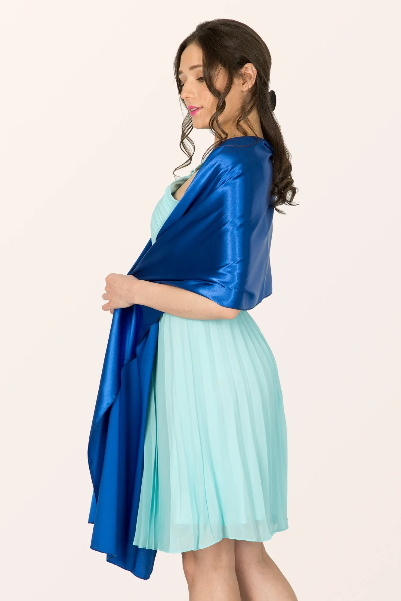 Satin Shawl - Royal Blue