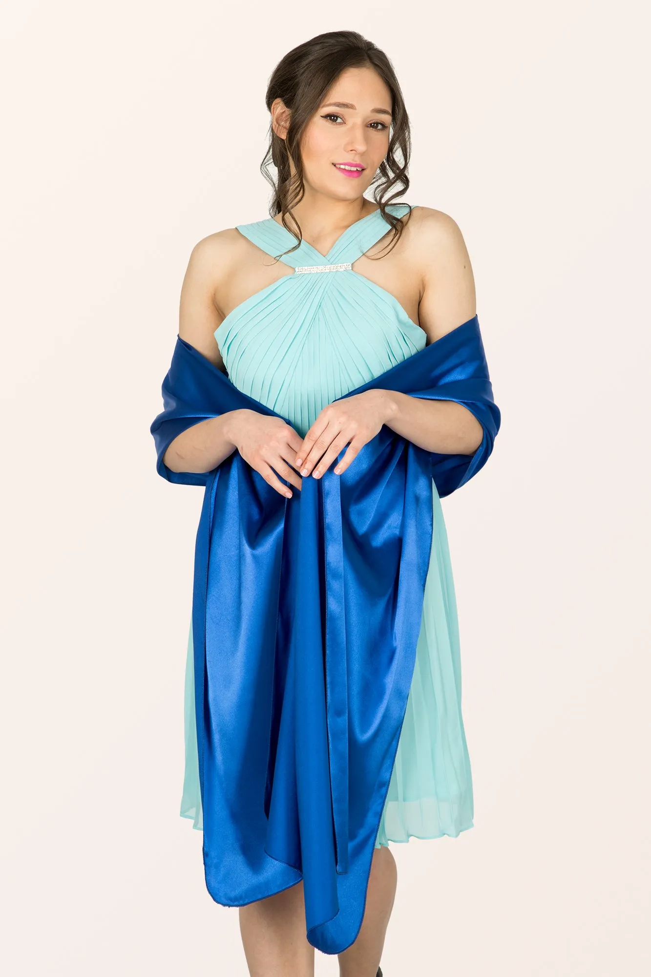 Satin Shawl - Royal Blue