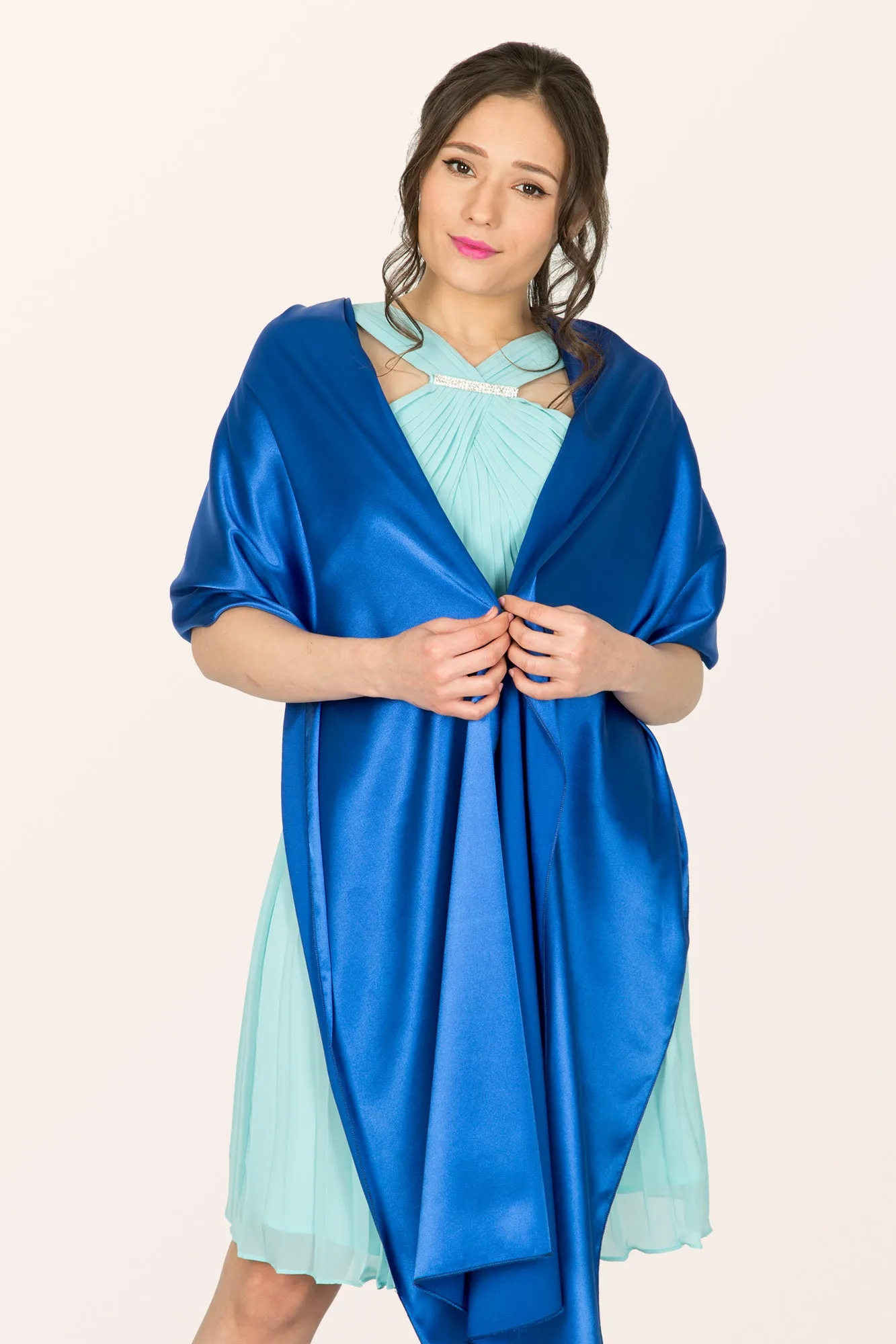 Satin Shawl - Royal Blue