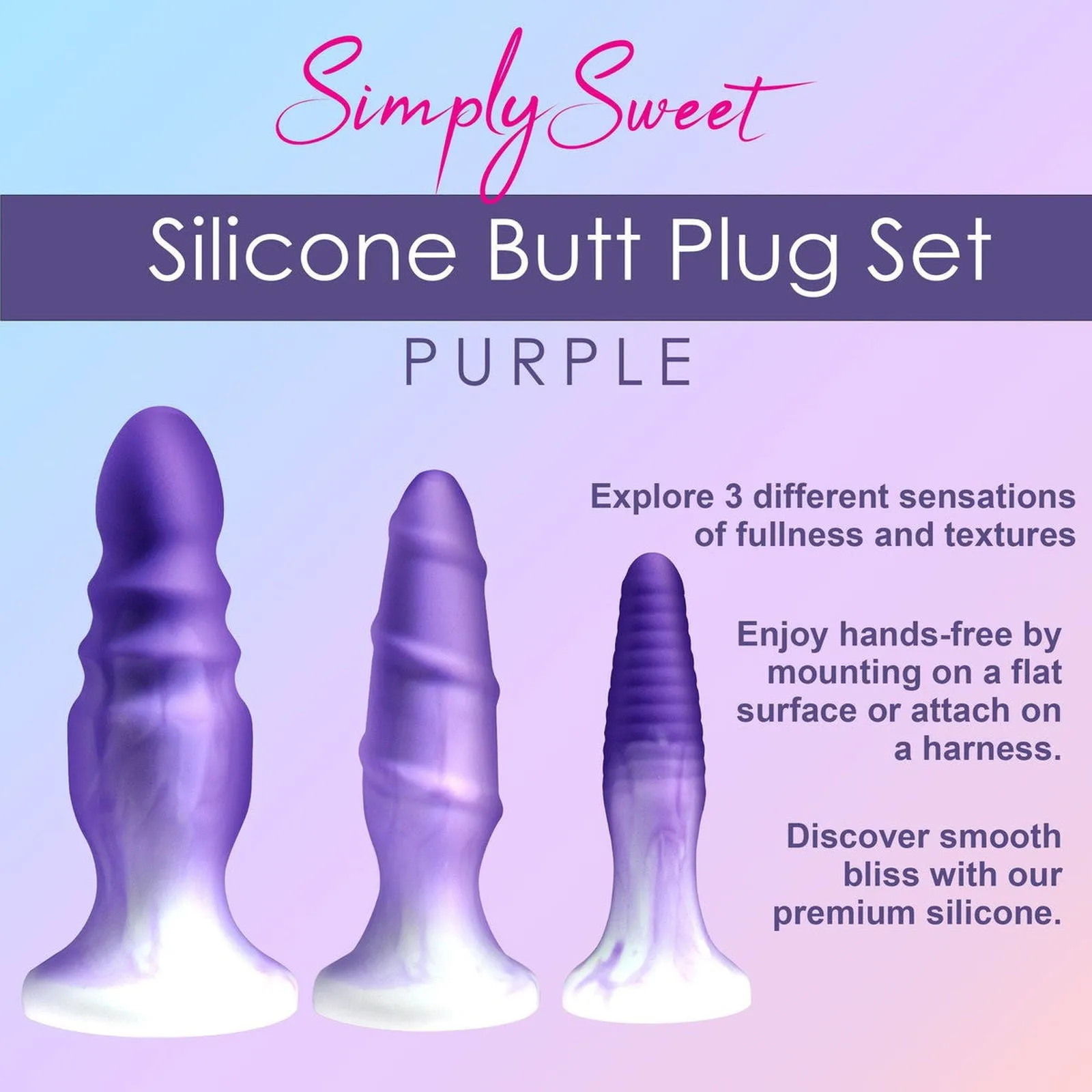 Simply Sweet 3 Piece Silicone Butt Plug Set