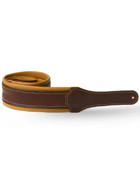 Taylor Ascension Leather Guitar Strap, Cordovan/Black/Butterscotch, 3"