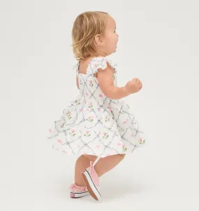 The Baby Ellie Nap Dress - Butterfly Trellis Cotton Poplin