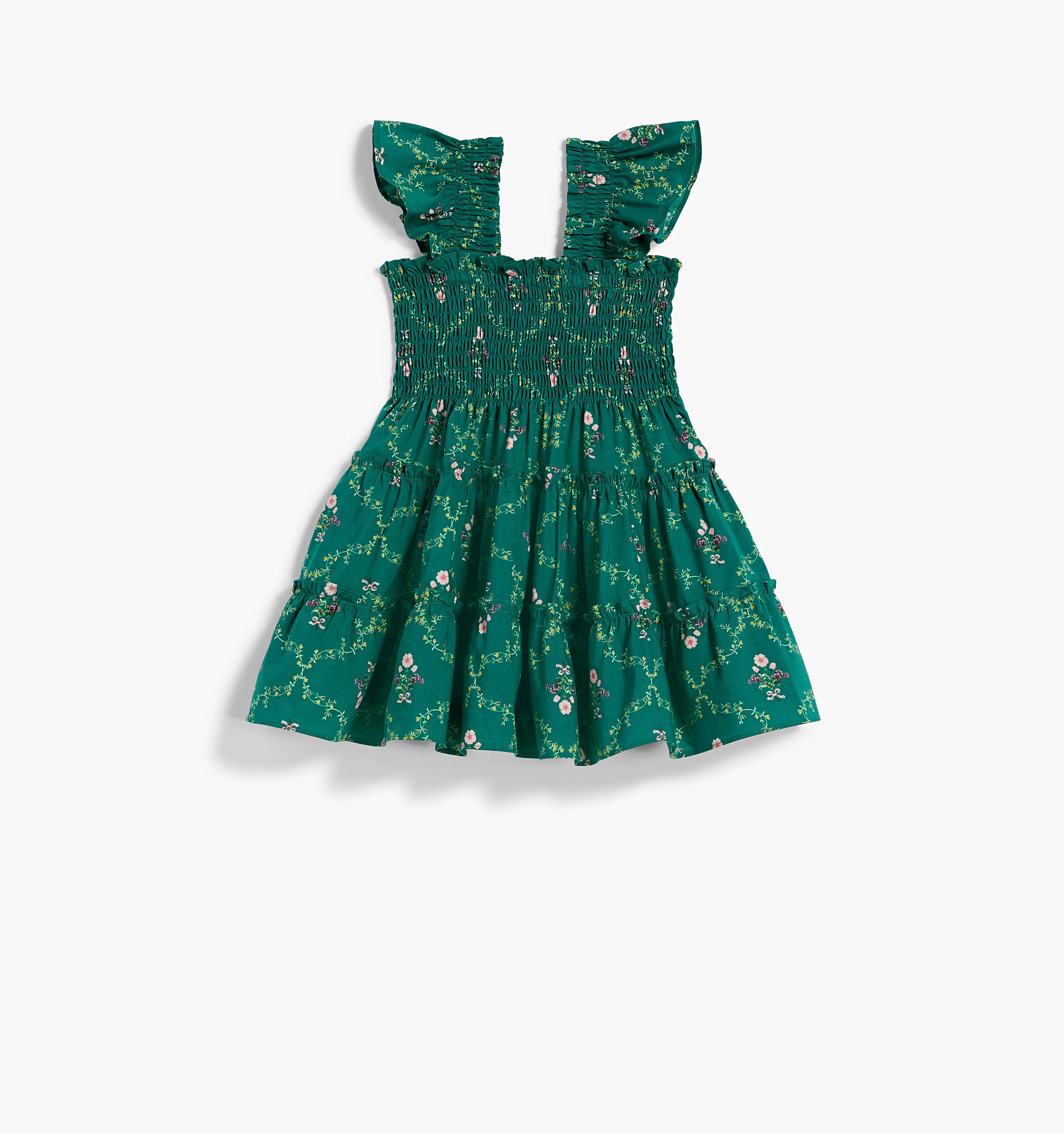 The Baby Ellie Nap Dress - Emerald Trellis Poplin