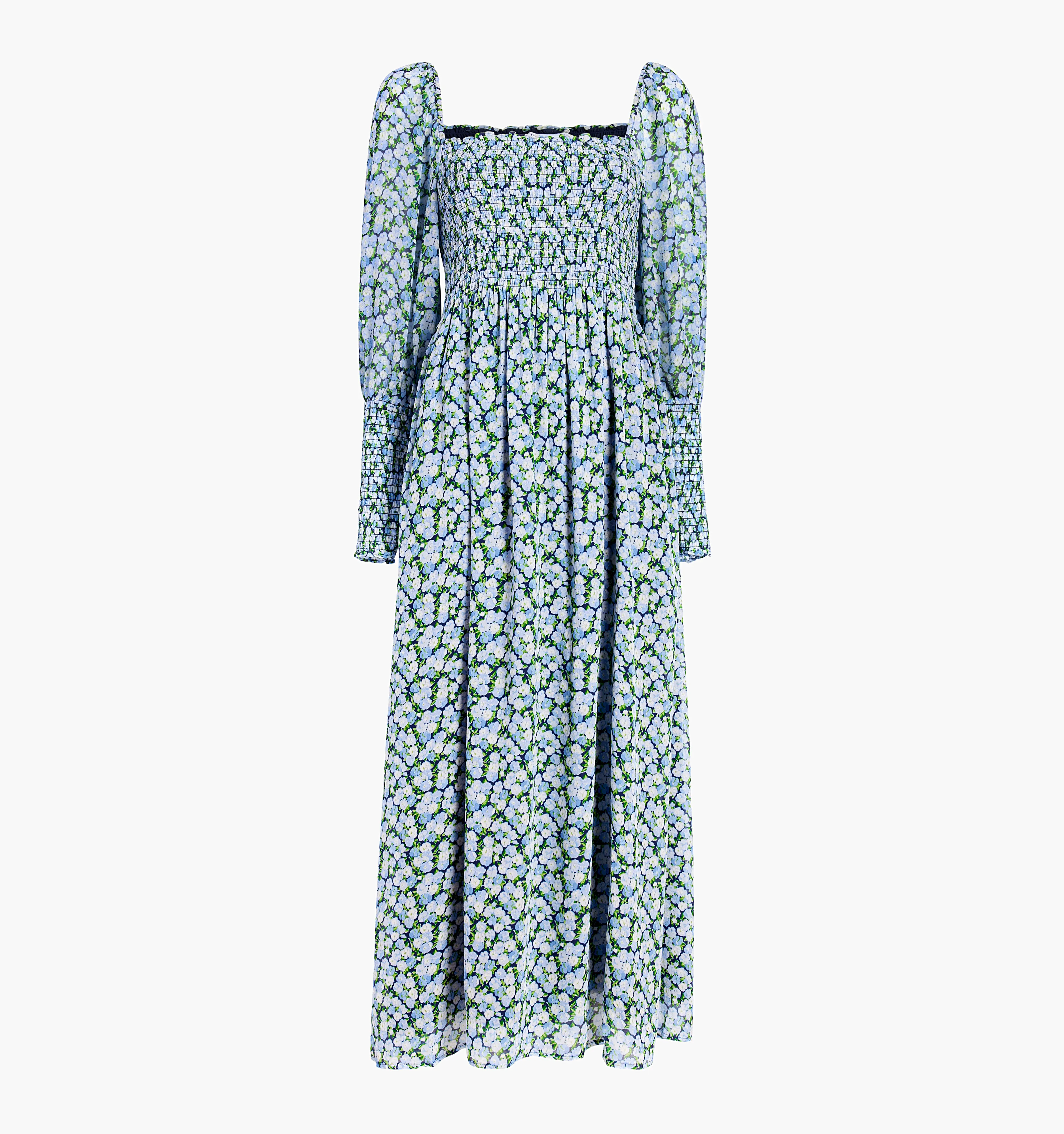 The Grace Maxi Nap Dress - Pansy in Blue Multi Georgette