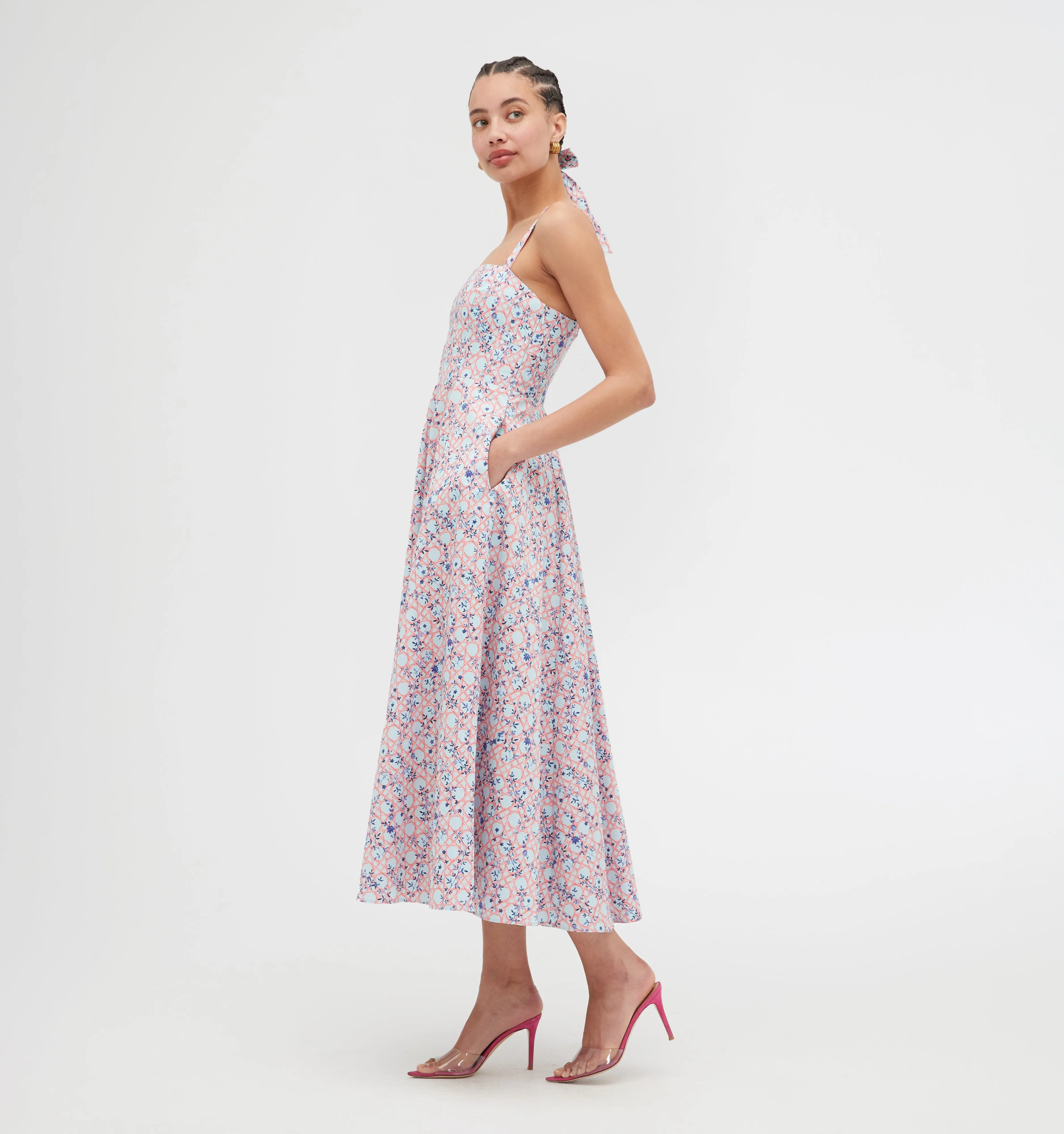 The Margot Dress - Pink Basketweave Vine