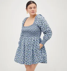 The Norah Nap Dress - Pansy in Blue Multi Cotton