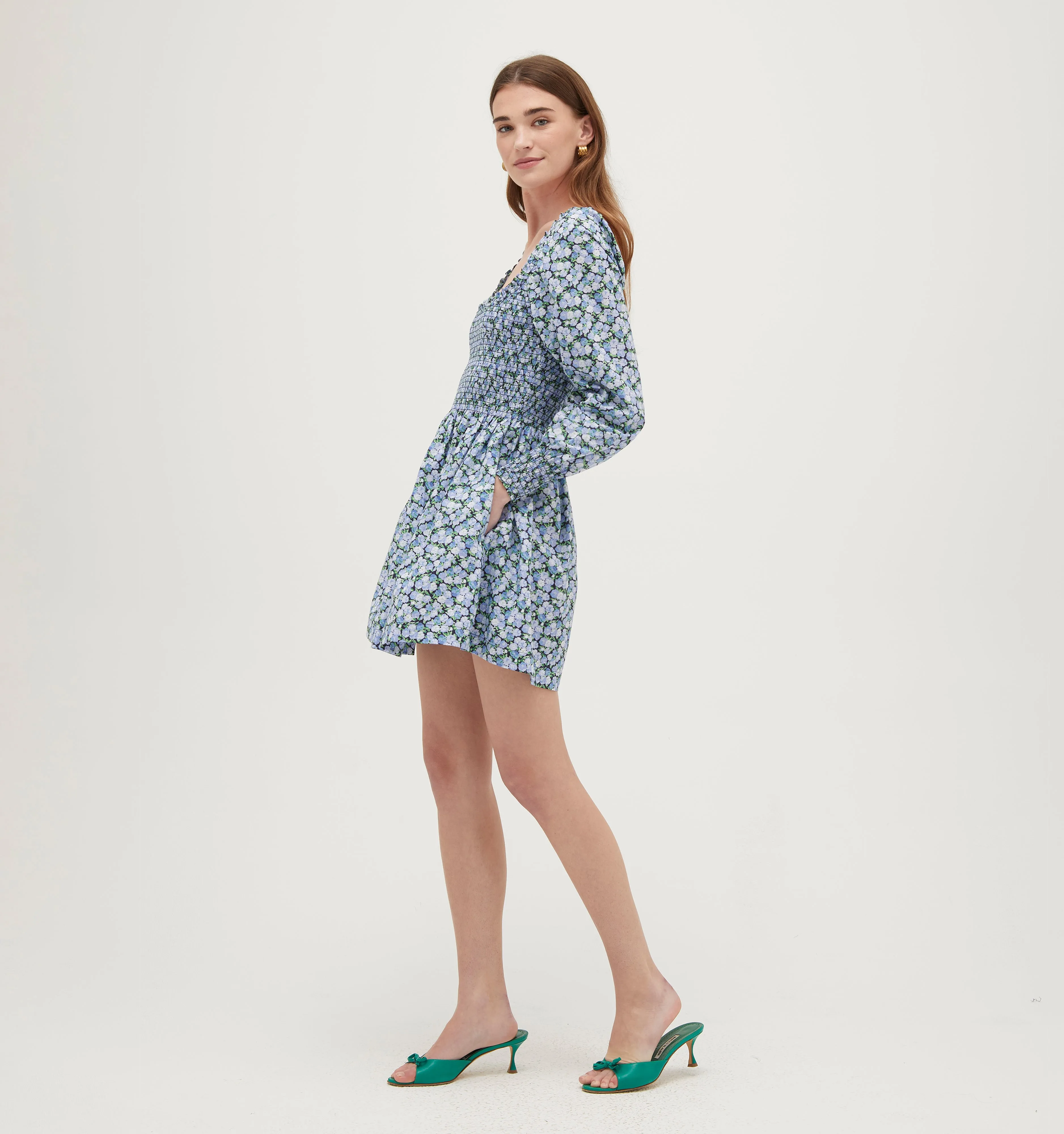 The Norah Nap Dress - Pansy in Blue Multi Cotton