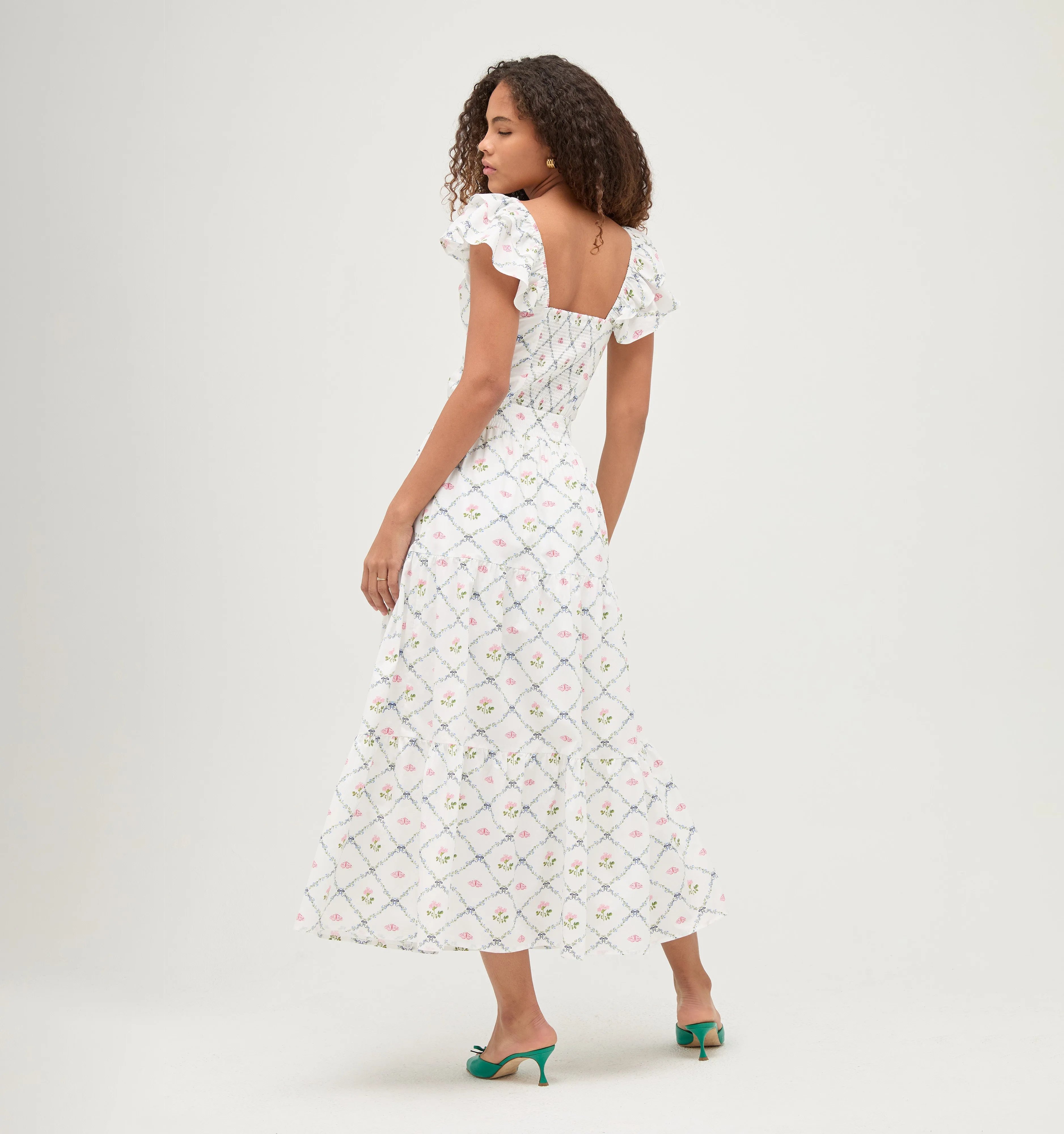 The Zuri Top - Butterfly Trellis Cotton Poplin