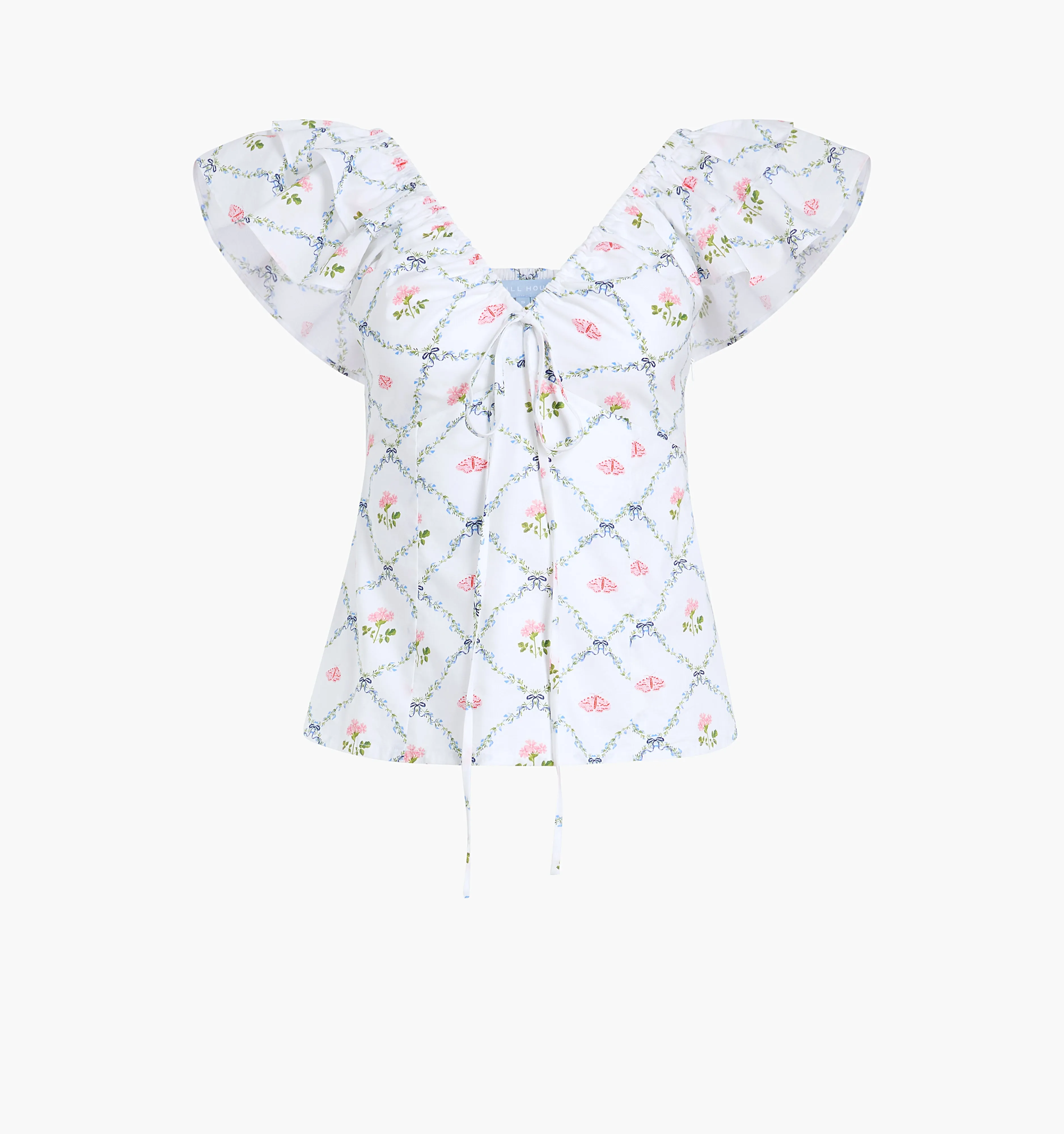 The Zuri Top - Butterfly Trellis Cotton Poplin