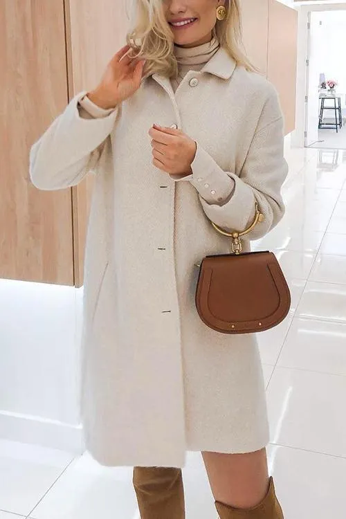 Turndown Collar Woolen Coat