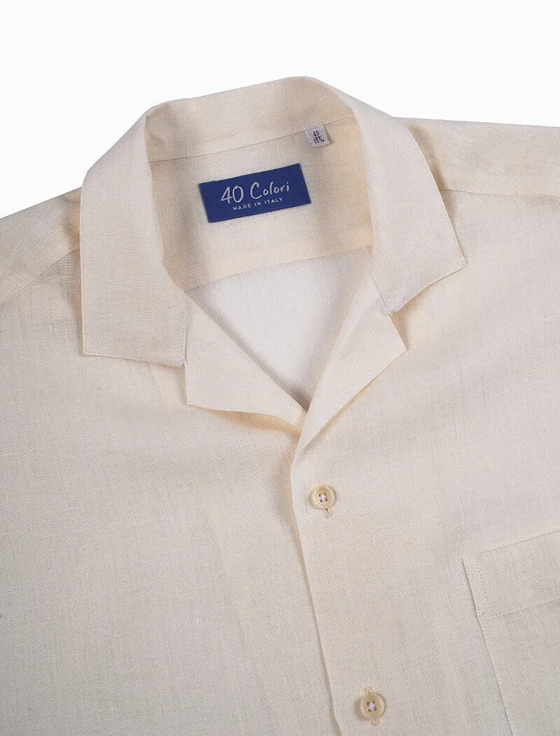 White Linen Short Sleeve Shirt